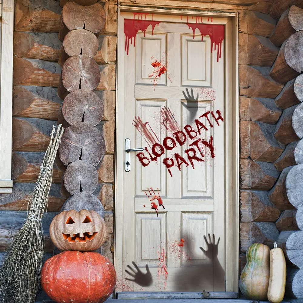 Nové Halloween Dekorácie Bloodbath Stranou Falošný Krvi Handprint Nálepky Výkrik Hrôzy Halloween Party Dekor Halloween Rekvizity