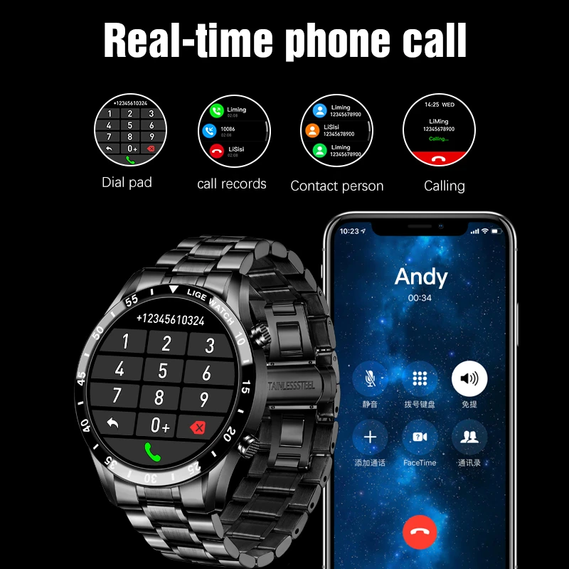 Nové Mužov Smartwatch Bluetooth Hovor Srdcovej frekvencie, Krvného Tlaku IP67 Nepremokavé Športové Fitness Hodinky Smart Hodinky Mužov Pre IOS a Android