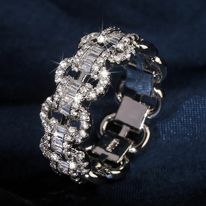 Nové Módne dámske Luxusné 925 Sterling Silver Geometrické snubný Prsteň Svadobný Prsteň Zirkón Kameň Zapojenie Zásnubný Prsteň Dievča