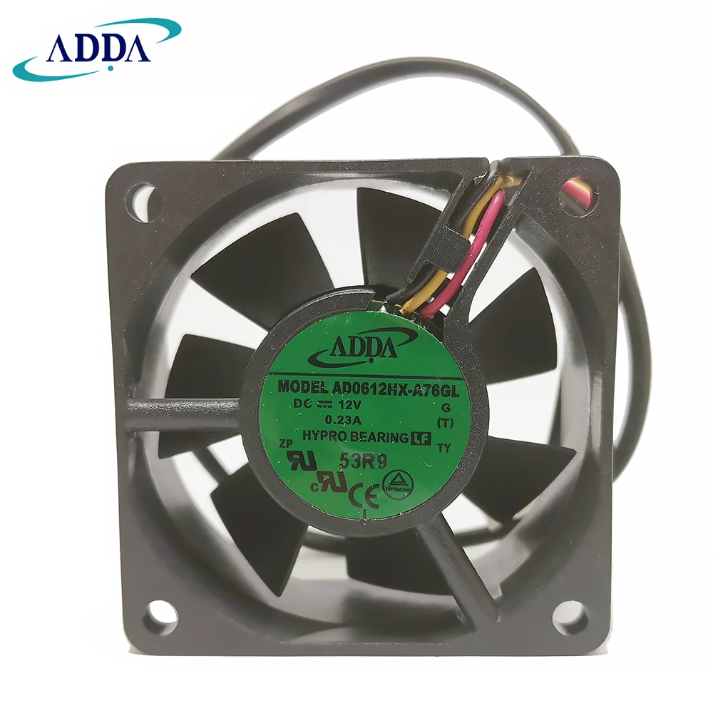 Nové Originálne Pre ADDA AD0612HX-A76GL DC 12V 0.23 A 60x60x25MM 3 drôtu viesť server invertor pc cpu prípade, chladiaci ventilátor
