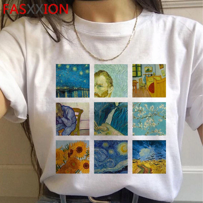 Nový Van Gogh Van Goghing Van Preč Estetické T Shirt Ženy Legrační Karikatúra Harajuku T-shirt Ullzang Meme Tričko 90. rokoch Top Tees Žena