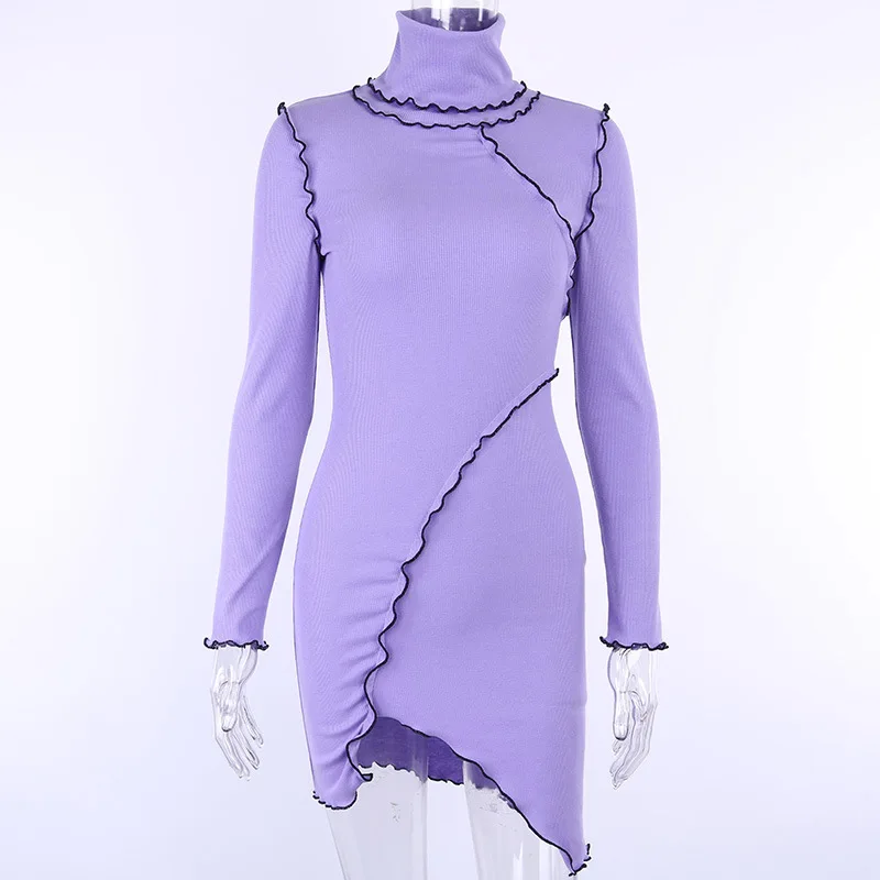 Oblečenie OWLPRINCESS 2019 nové farbou dlhý rukáv vysoká krku asymetrické šaty