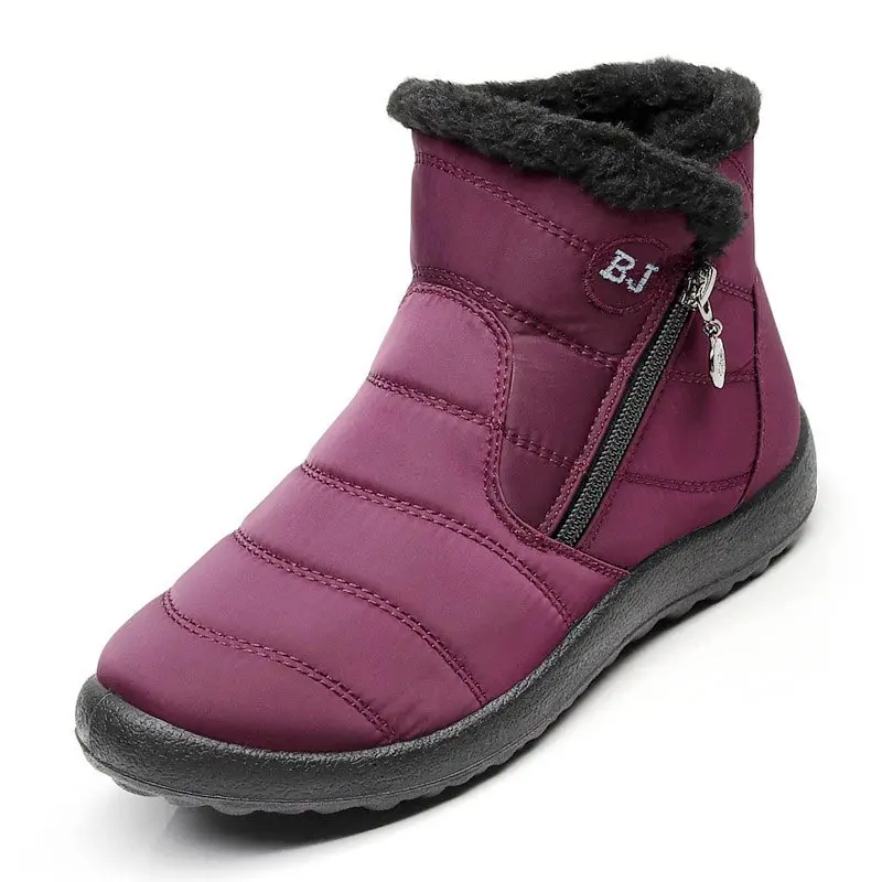 Obuv ženy winter boot 2021 nový vodotesný strane zips členková obuv žena teplé plyšové kolo prst snehu topánky, dámske topánky plus veľkosť