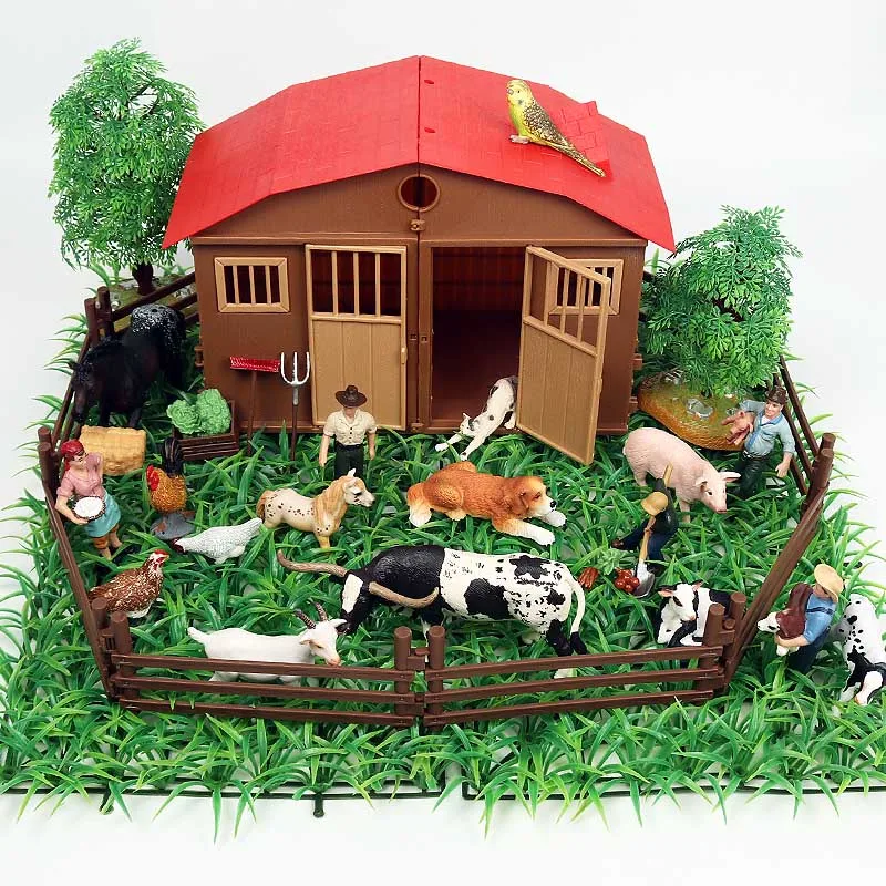 Oenux Simulácie Farmy Zvierat, Ošípaných, Oviec, Kôň, Krava, Králik Akcie Obrázok Hydiny Farma Zvierat Dom Miniatúrny Model Hračka Pre Deti Darček