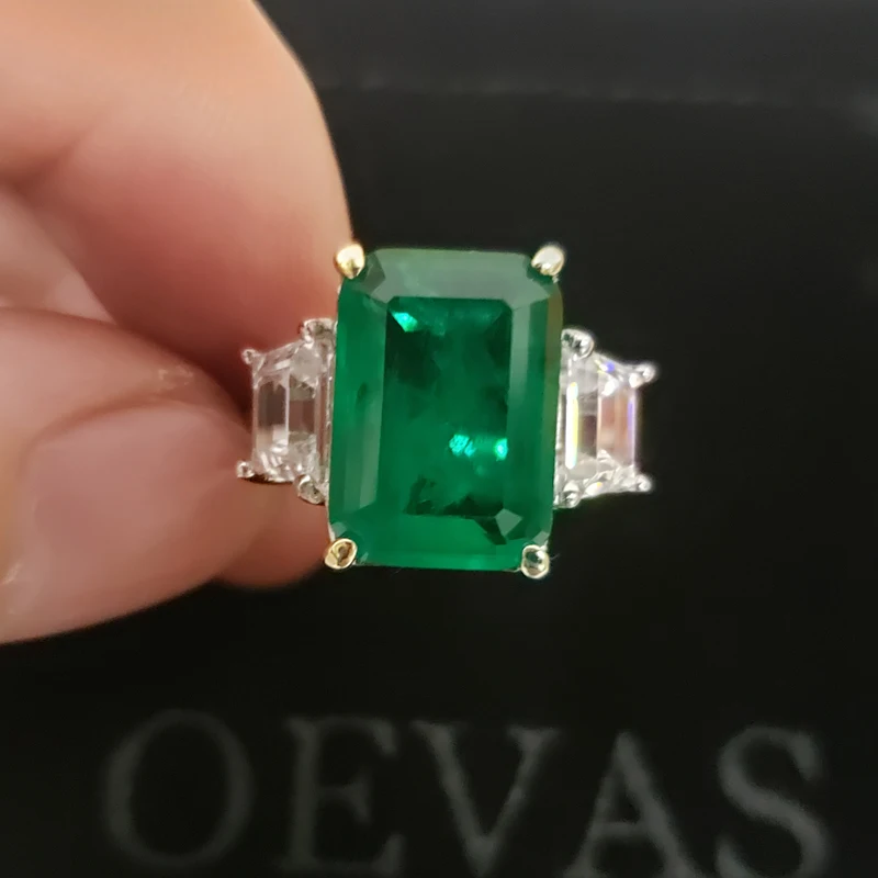 OEVAS Pevné 925 Sterling Silver Krúžky ForWomen Vytvorené Moissanite Emerald Drahokam Diamanty Strany Jemné Šperky Veľkoobchod