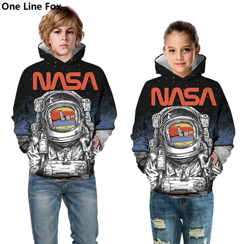 OneLineFox Astronaut Hoodies Pre Chlapca, Dievča Teens Jar Chlapcov Mikina S Kapucňou Deti Športové Oblečenie Detí Pulóver