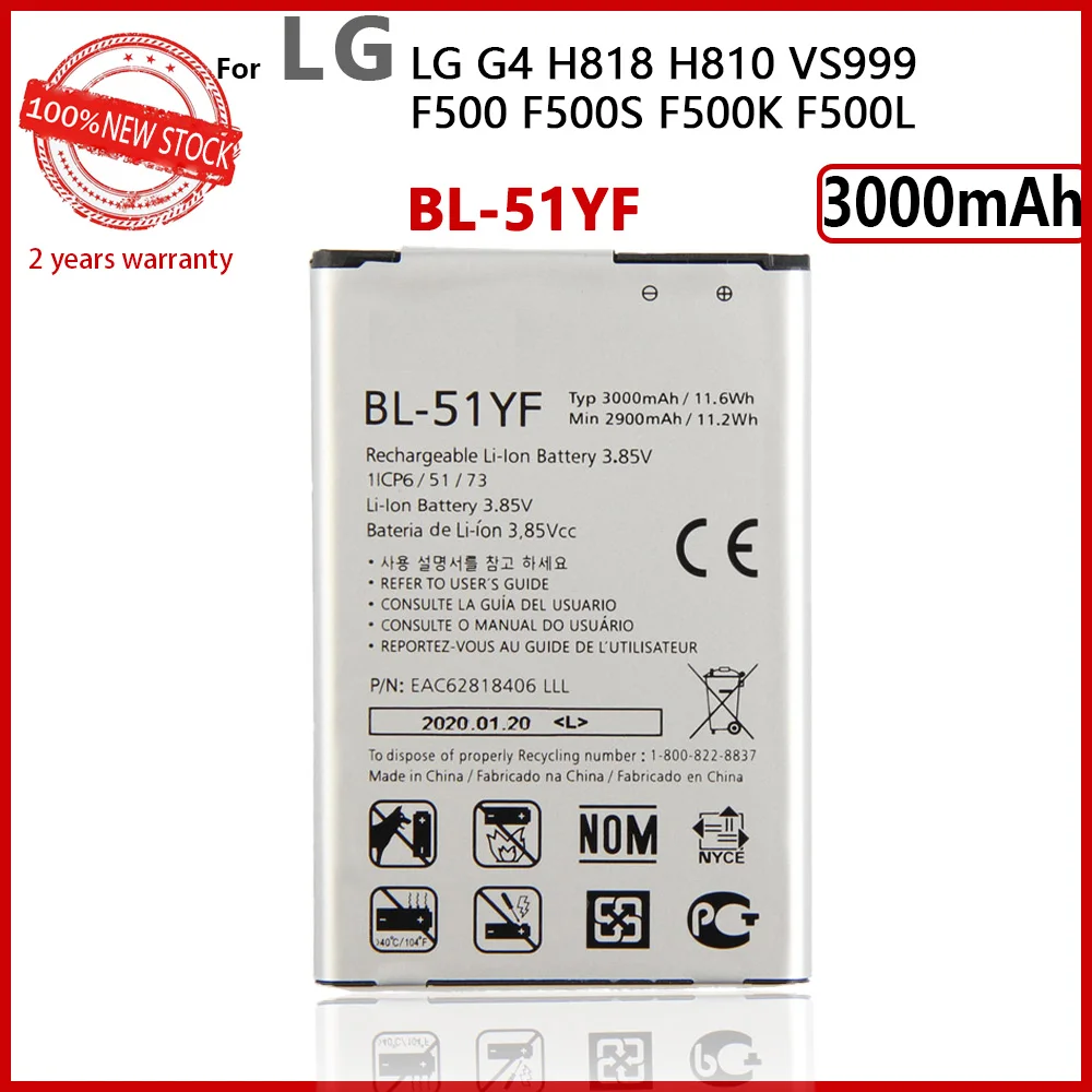 Originálne 3000mAh BL-51YF BL51YF BL 51YF Batéria Pre LG G4 H810 H815 H818 F500 US991 VS986 Telefón, kvalitné Batérie