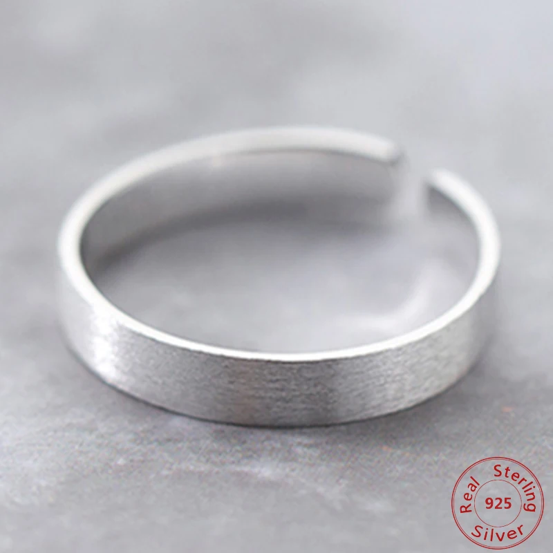 Originálne 925 Sterling Silver Minimalistický Matný Otvoriť Prstene Pre Ženy Jednoduché Fashion Party Šperky