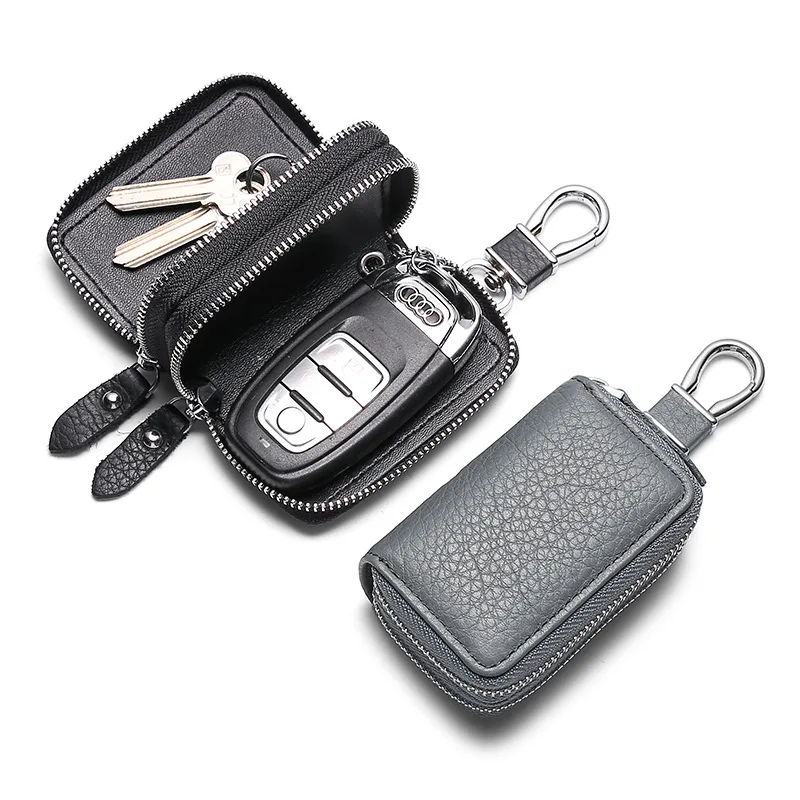 Originálne Kožené Tlačidlo Peňaženky Unisex Kľúč, Taška Mužov Kľúča Vozidla Držiteľov Dvojité Zips Keychain Prípade Žien Smart Gazdiná
