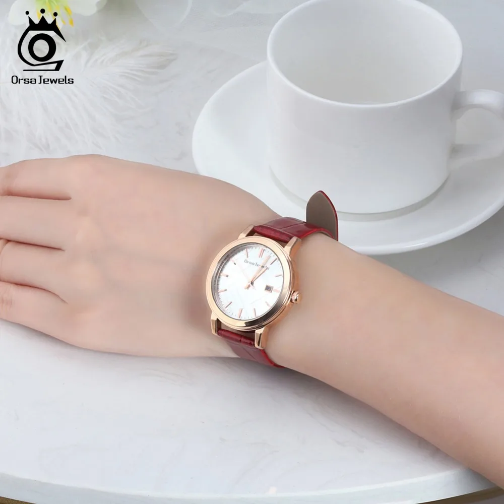 ORSA ŠPERKY Ženy Hodinky Luxusné Kožené Ležérne Módne 2019 náramkové hodinky Quartz Ženy Dámske Hodinky Relogios Feminino OW10