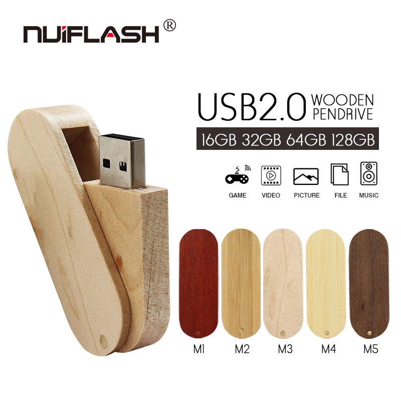 Otočná Oválne Drevené USB flash Stick Dreva Pero disk 4 GB 64 GB 16 GB 8 GB 32 GB, 256 GB kl ' úč Flash prispôsobiť Palcom jednotku