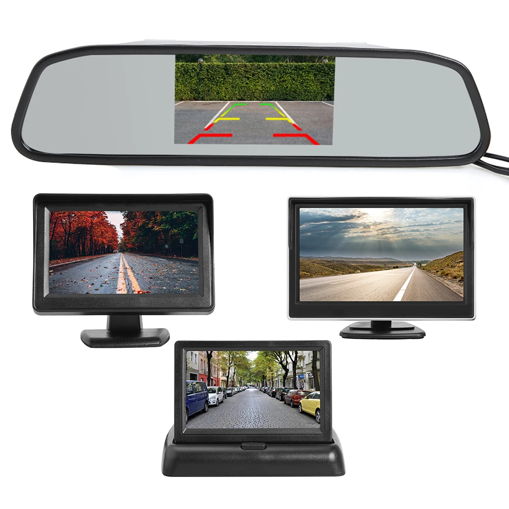 PAL/NTSC Auto Vozidla parkovacia Kamera 4.3 palcový 5 palca TFT LCD Auto Monitor Auto parkovacia Kamera HD Monitor
