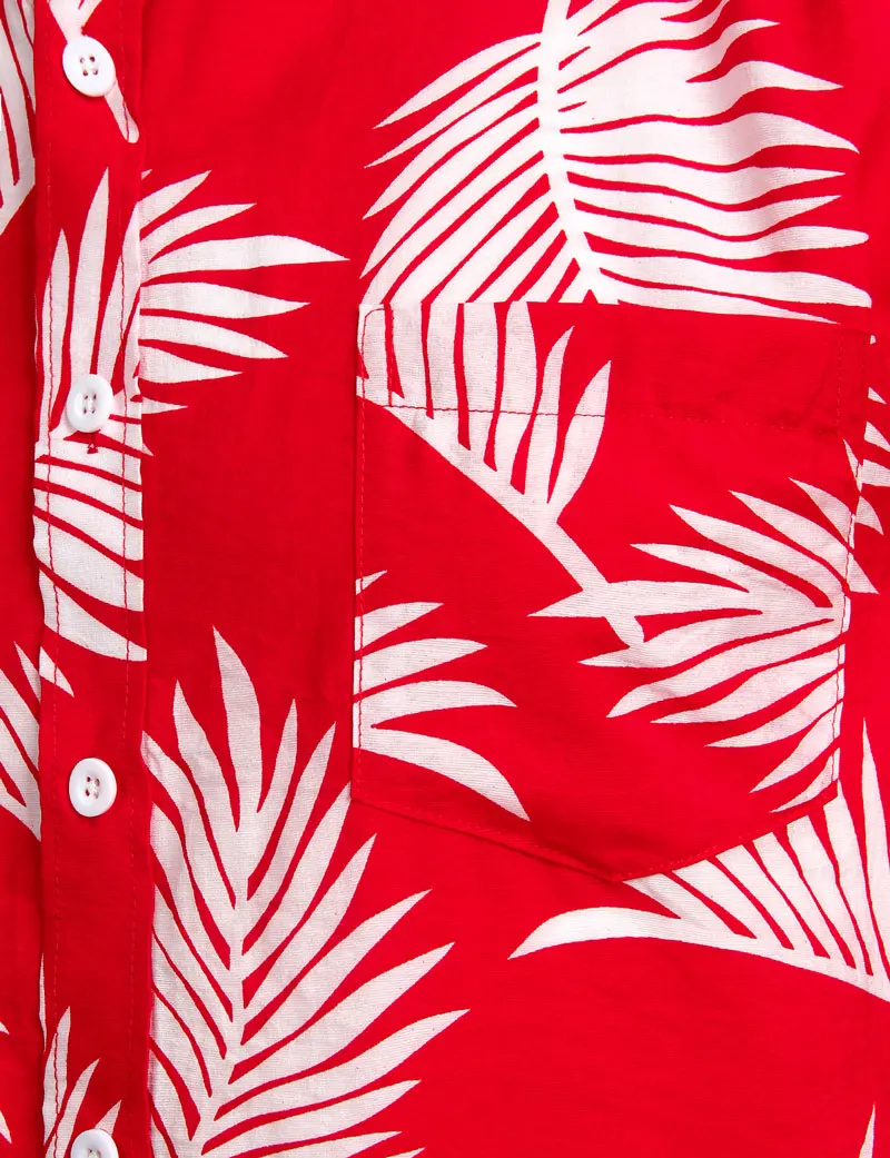 Palmových listov Tlač Tričko Mužov 2020 Lete Vrecku Mens Havajské Košele Príležitostné Voľné Bavlna Aloha Košele Košieľka Homme Havaj Camisas