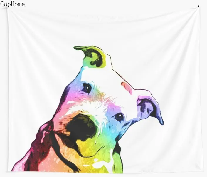 Pit bull Rainbow Series Pop Art Nástenné Gobelíny Kryt Pláž Uterák Hodiť Deka Piknik Yoga Mat Domáce Dekorácie