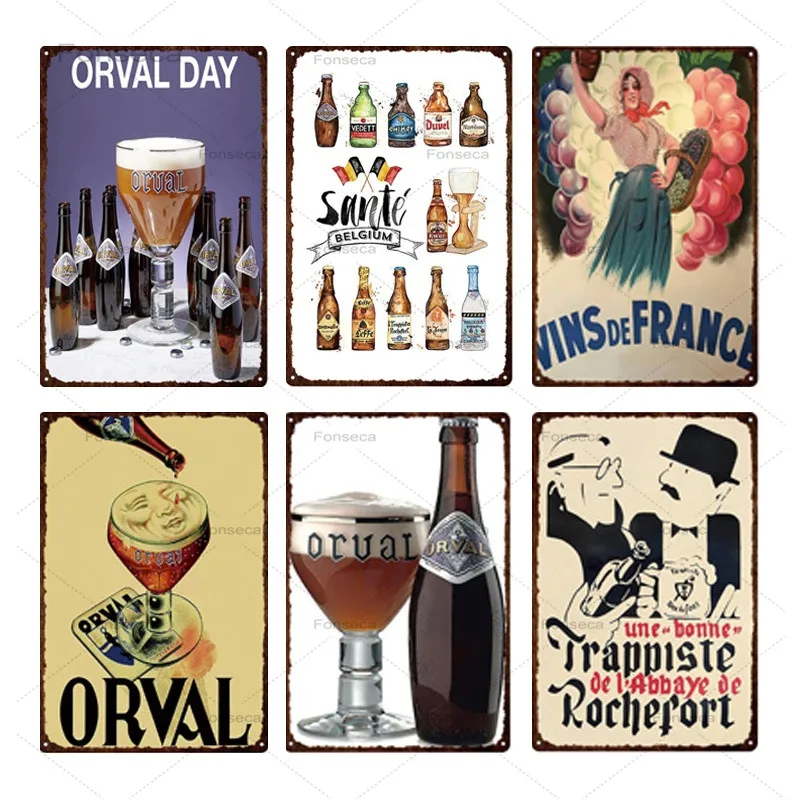 Pivo Slova Orval Kovové Značky Vintage Bar, Pub Dekorácie Víno Železa Maľovanie Na Domácej Kuchyni Reštaurácia Wall Art Cínové Platne