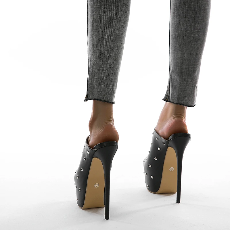 Plus Veľkosť 35-42 Típat Prst Nit Ženy Sandále Sexy Ultra 16 cm Platforma Stiletto Vysoké Podpätky NIUFUNI Pol Papuče Letnej Obuvi