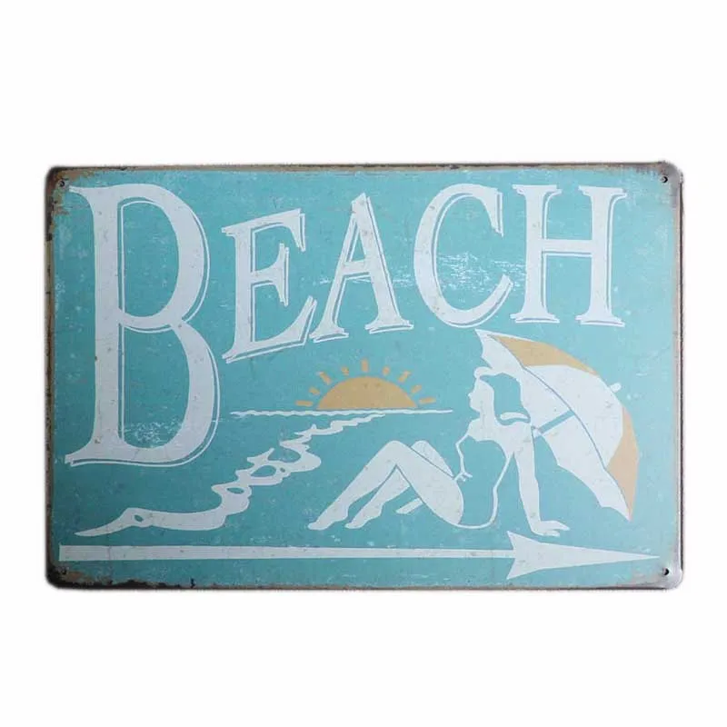 Pláž Retro Kovové Prihlásiť Tiki Bar doska Vintage Havajské Dekoratívne Dosky Bar, Kaviareň, Pub, Dekorácie Domova 20x30cm