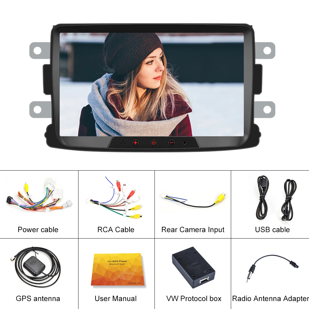 Podofo 2din autorádia Android 8.1 Auto Multimediálny Prehrávač, GPS, Bluetooth, WIFI Mirrorlink Auto Stereo Pre Renault Duster/Logan/Dokker