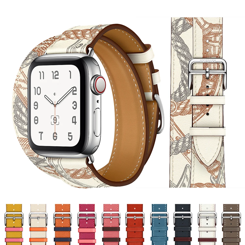 Popruh pre apple hodinky kapela 44 mm 40 mm, Kožený slučky iwatch kapela 42mm 38mm Double Tour náramok watchband pre apple hodinky 5 4 3 6