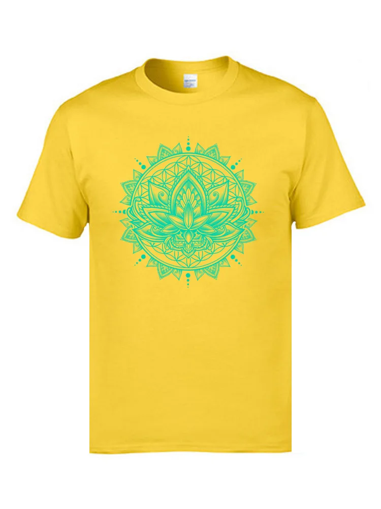 Posvätné Lotus Vytlačené Na Tričká Mandala OM YO-GA Pestovanie Mens Tshirts Indického Budhizmu Kvet T-Shirts Vysokej Kvality