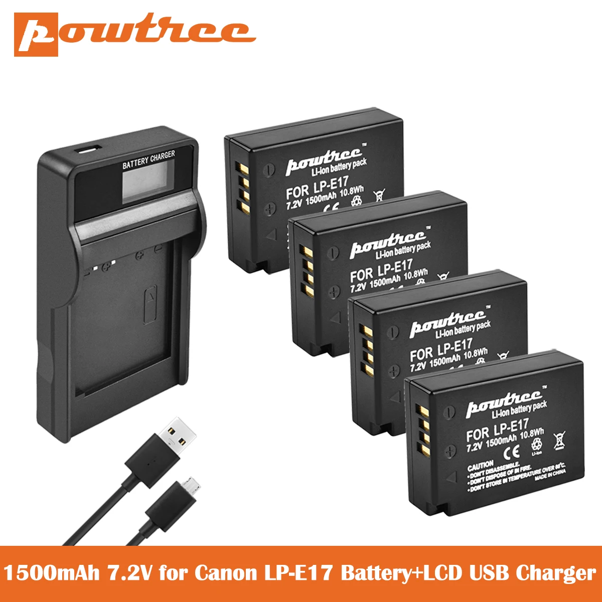 Powtree LP-E17 LPE17 LP E17 Batérie+LCD USB Nabíjačka pre Canon EOS M3 M5 M6 Rebel T6i T7i EOS 77D 750D 760D T6i T6s 800D 8000D L7