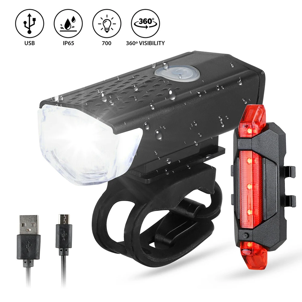 Požičovňa bicyklov Svetlo USB LED Nabíjateľná Nastaviť Horských Cyklus Predné Zadné predné svetlo Lampy Baterky