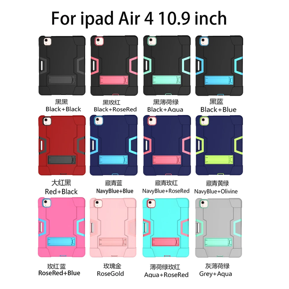 Pre Apple iPad Vzduchu 4 4th Gen 10.9 palcový 2020 A2324 A2072 Prípade Shockproof Deti Bezpečné PC Kremíka Hybrid Stojan celého Tela Tabletu Kryt
