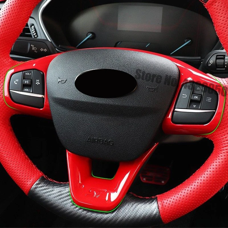 Pre Ford Fiesta MK8 2017 2018 2019 2020 Príslušenstvo ABS Červená ST LOGO volante Vozidla výbava ovládacie tlačidlo rám, kryt Styling