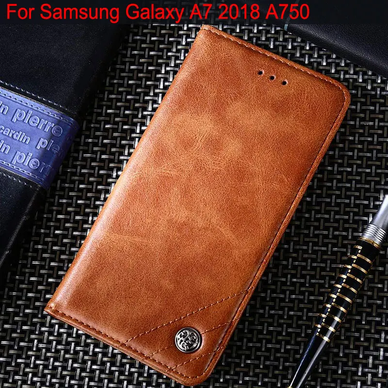 Pre samsung galaxy a7 2018 prípade A750 coque Luxusné Kožené Flip cover Stojan Kartu obal pre samsung A7 2018 Bez magnetov