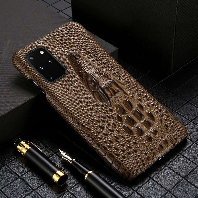 Pre Samsung Galaxy Note 20 Ultra 10 S20 FE Plus S10 10 5G Prípade Originálne Kožené 3D Krokodíla Pevného Shockproof Zadný Kryt Funda