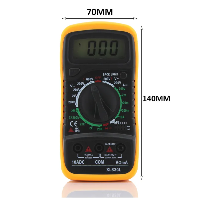 Prenosný Digitálny Multimeter Podsvietenie AC/DC Ammeter Voltmeter Ohm Tester Meter XL830L Prenosné LCD Multimetro