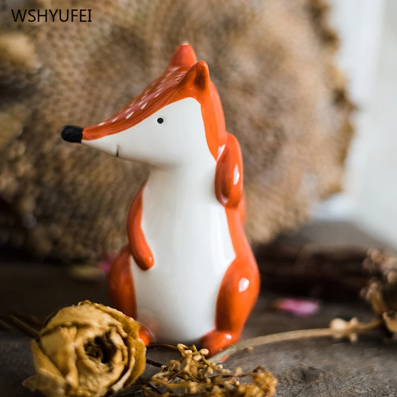 Priamy predaj nových keramiky roztomilý zvierat fox ozdoby rozprávky štýl literárnych a detská scéna displej designer s dary
