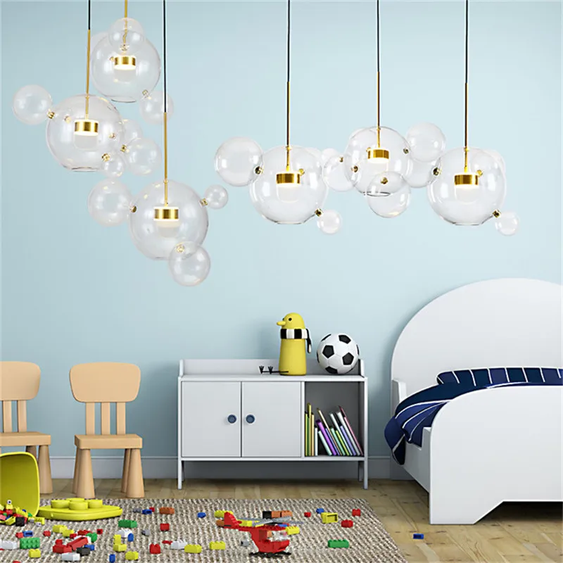 Prispôsobený Obývacia izba Luster Moderné Číre Sklo Bublina Lampa Luster pre Deti izba Krytý Dekor Svietidlo