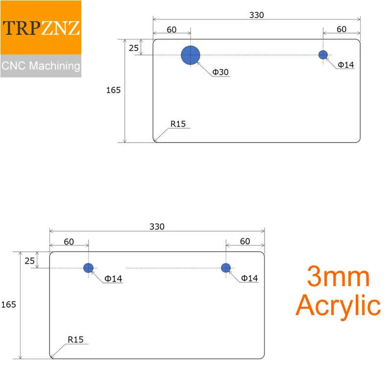 Prispôsobený produkt,3 MM Transparentné akrylátové, plexisklo dosky Laser presné rezanie，každú veľkosť x1pcs