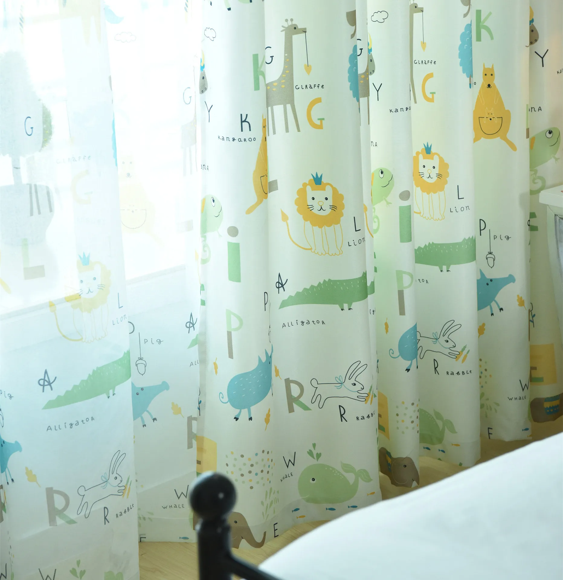 Prispôsobiteľné Jednoduché Moderné Deti Záclony Nordic Krásne Cartoon Zvieratá Závesy pre bývanie, Jedáleň, Spálňa