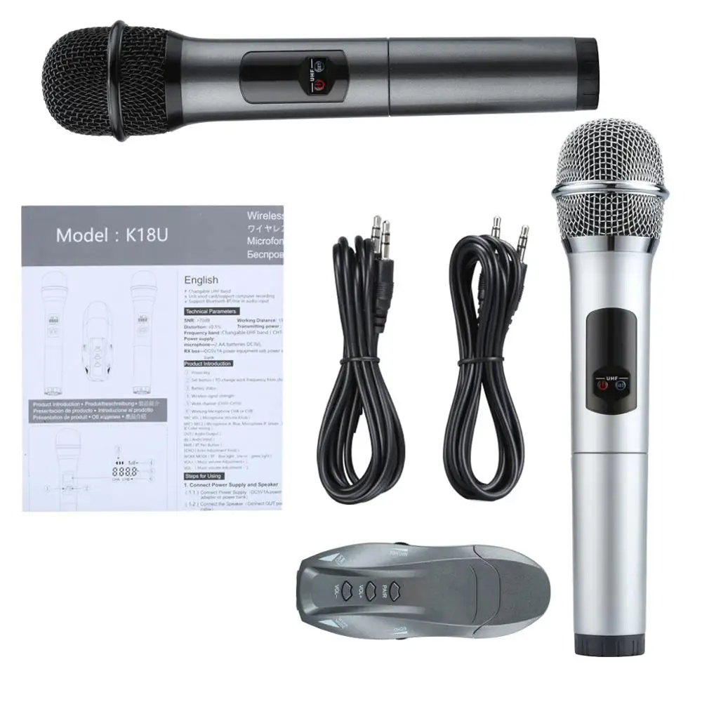 Profesionálne UHF K18U Bluetooth Bezdrôtový Mikrofón s Prijímačom Microfone Domácej Konferencie Vzdelávanie Karaoke Microfono