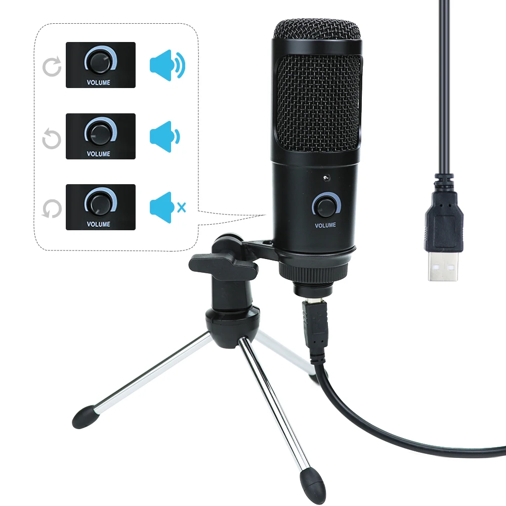 Profesionálny USB Mikrofón Kondenzátora Nahrávacie Štúdio, PC, Mikrofón So Stojanom Na Video YouTube, Skype, Pokec Hra Podcast