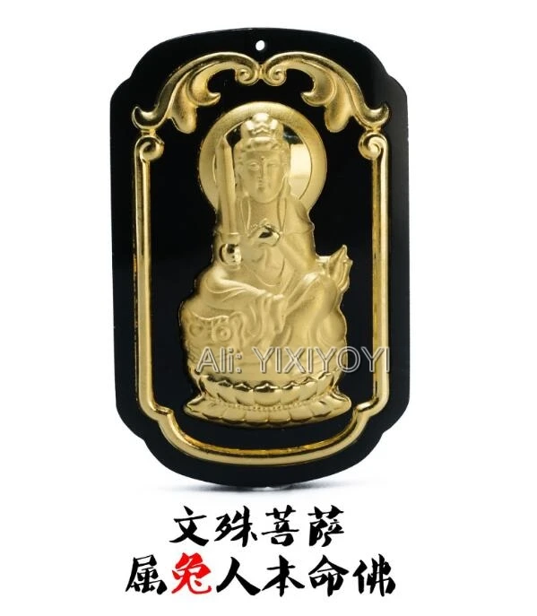 Prírodná Zelená Čierna Hetian Jade + 18K Solid Gold Čínsky GuanYin Buddha Amulet Lucky Prívesok + Zadarmo Náhrdelník Šperky Certifikát