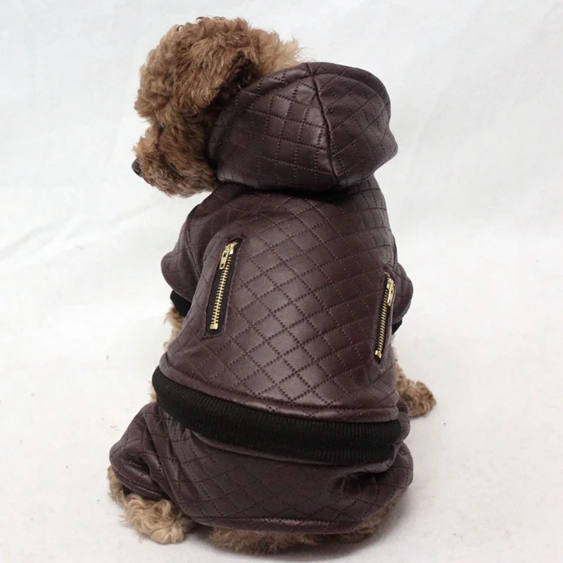 Psa Kožené Oblečenie, Zimné Kabát Oblečenie Pre Malé Psy Teplé Hoodies Psov Coats Odnímateľný Dvoch-Dielny Set Bunda Pet Oblečenie
