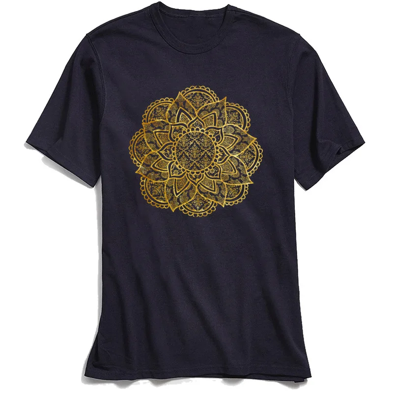 Punk Mužov Tričko Zelené Tričko Mandala Fantázie Zlaté Geometrické tričká Bavlna O Krk Mens Topy, Tričká, Vintage Design
