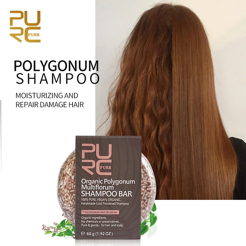 PURC Organické Polygonum Šampón Bar ČISTÝ a Polygonum Ručné Studenej Spracované Vlasy Šampón Žiadne Chemikálie Alebo Konzervačné látky
