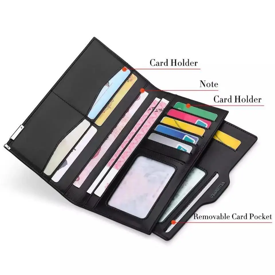 Pánske vysoko kvalitné kožené peňaženky s ultra-tenké kartu a dvojitých sklopením odnímateľný držiak karty pl221