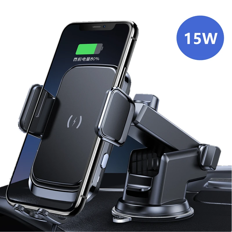 Qi Rýchle Auto Bezdrôtovú Nabíjačku 15W Pre iPhone 11 Samsung S20 S10 S9 + Indukčné držiak do Auta Bezdrôtové Nabíjanie s Autom Držiaka Telefónu