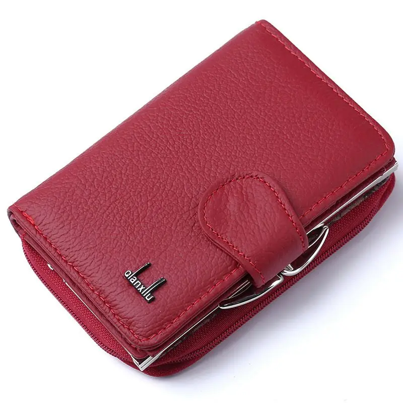 Qian Xi Lu dámske peňaženky Cortex zips a hasp peňaženky (Červená)12,5 x 8,5 x 4cm