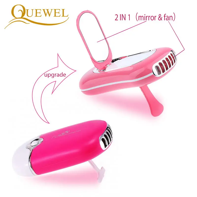 Quewel Mihalnice Predĺženie Vlasov Mini Pocket USB Ventilátor Prenosné Ručné Klimatizácia Nabíjateľná Zaočkovaný Mihalnice Vlasov