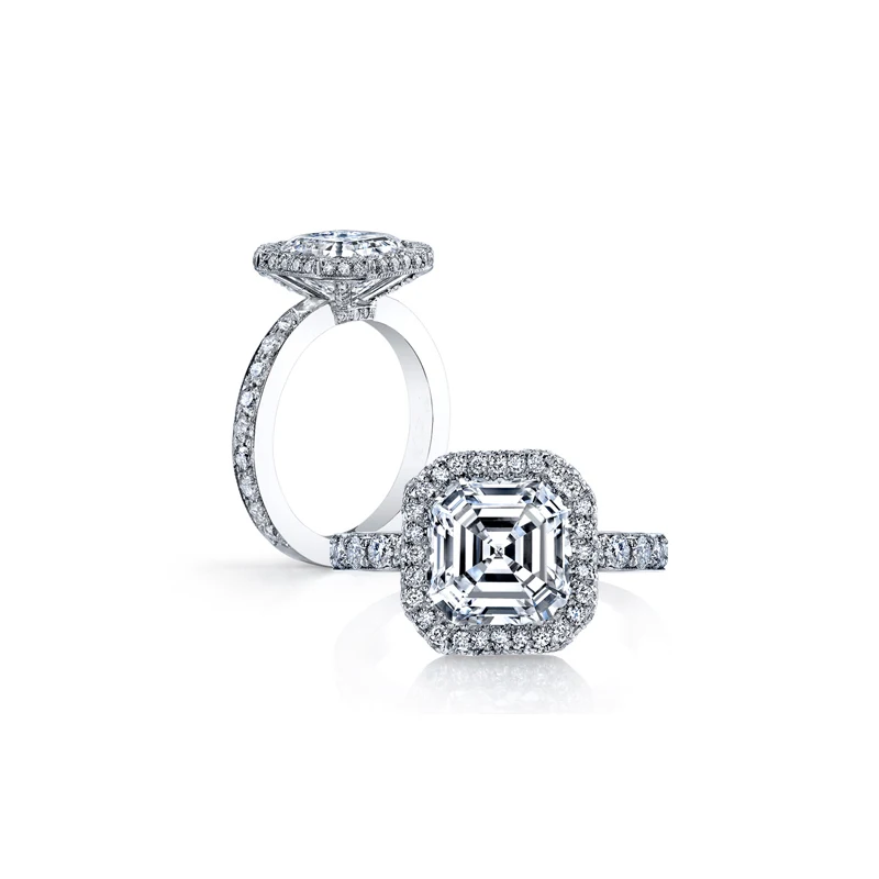 QYI 925 Sterling Silver Ring 3 Ct Asscher Rez Simulované Diamantové Zásnubné Prstene Pre Ženy, Svadobné Promise Ring, Svadobné Šperky