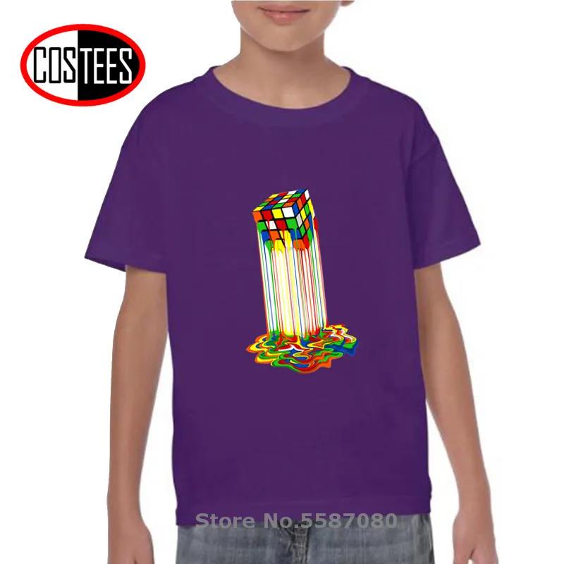 Rainbow Odber rozpustené rubix cube t košele chlapci Rozpustené kocky tričko deti Zábavné magic cube t-shirt deti, Dospievajúca mládež tees