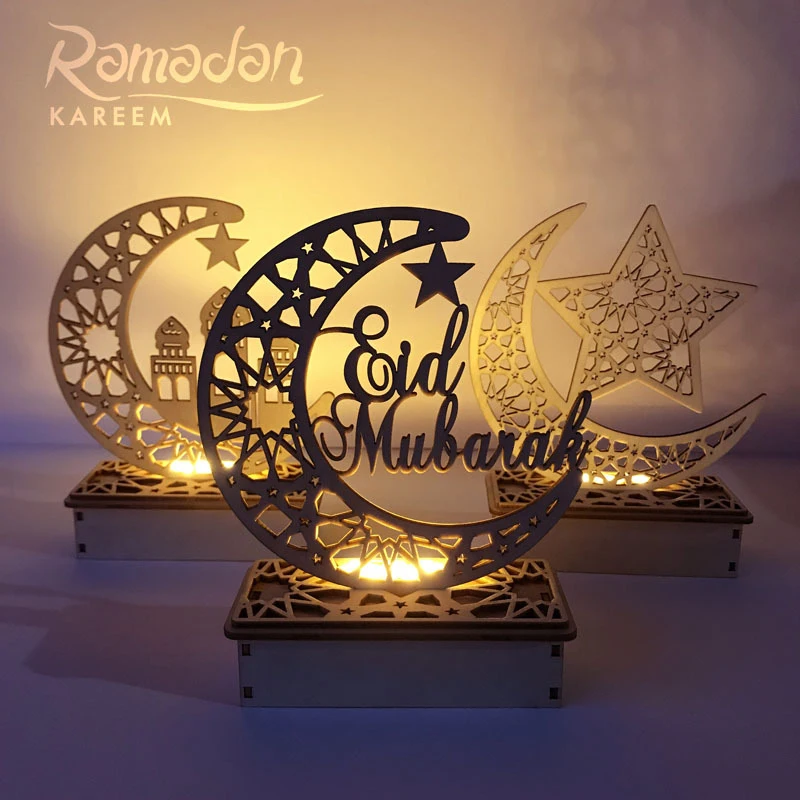 Ramadánu Dekorácie EID Mubarak Drevený Prívesok Islam Moslimská Strana Dekor Eid Al Adha Ramadánu Eid Ramadánu Kareem Mešita