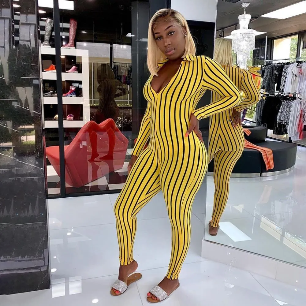 Remienky Dámske Jumpsuit Fashion Stripe Strih Skinny Nohavice Combinaison Femme Streetwear Dámy Bežné Jeden Kus Oblečenia 2019