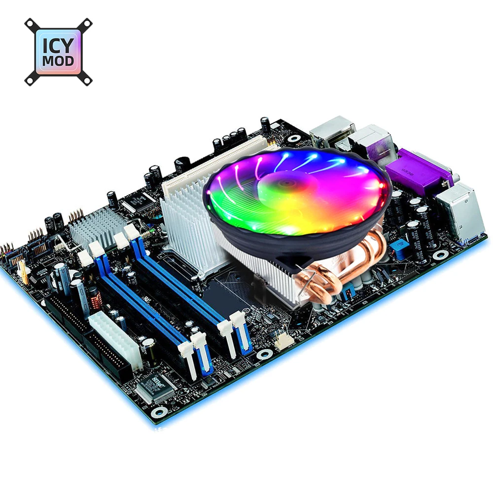 RGB CPU Chladiča Ventilátor 90*90 mm 4 Chladič medená Rúrka Pre procesory AMD/Intel Platformu Universal Farebné CPU Chladiča MOD Symfónia 3PIN/4PIN